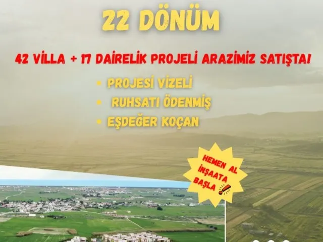İSKELE KUZUCUK'DA 22 DÖNÜM PROJESİ VİZESİ ONAYLANMIŞ KAT KARŞLIĞI VE NAKİT SATILIK ARAZİ